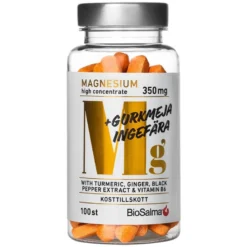 BioSalma Magnesium 350 mg + Gurkmeja & Ingefära 100 tabs