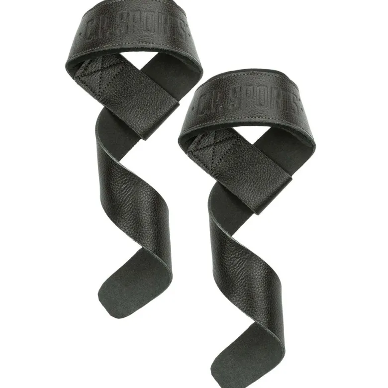 C.P. Sports Padded Leather Lifting Straps Brown