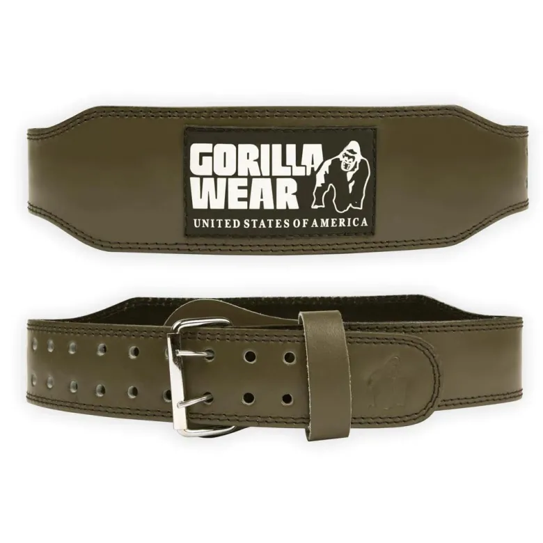 Gorilla Wear 4 Inch Padded Leather Belt Army Green
