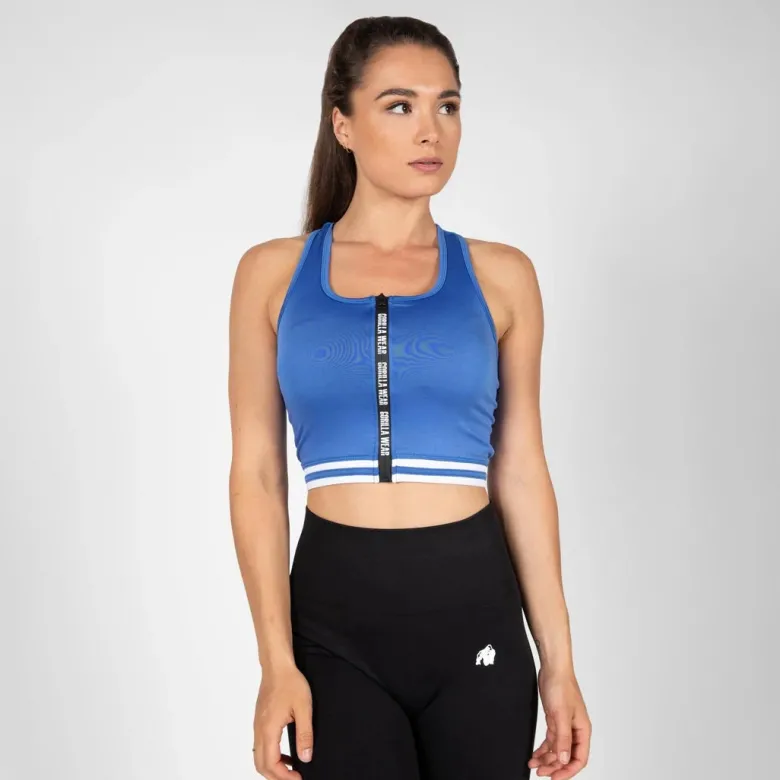 Gorilla Wear Mesa Zip Front Crop Top Blue