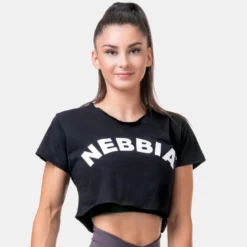NEBBIA Loose Sporty Crop Top Black