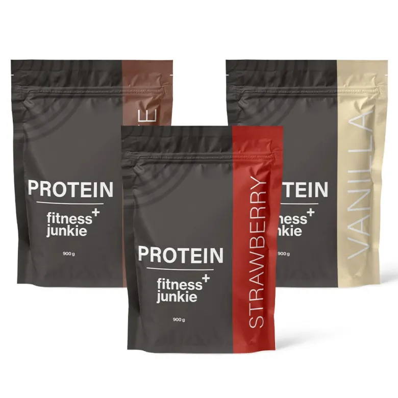 3 x fitnessjunkie Protein 900 g Vassleprotein