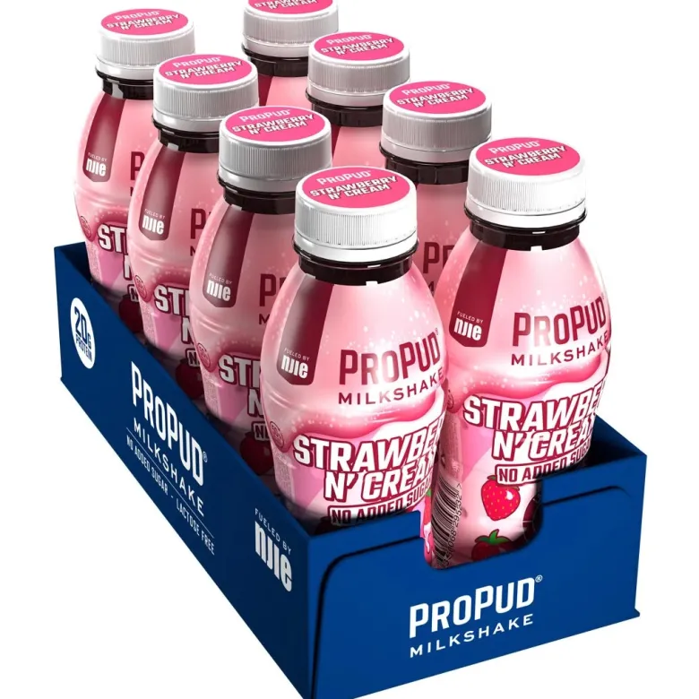 8 x NJIE ProPud Protein Milkshake 330 ml Strawberry & Cream