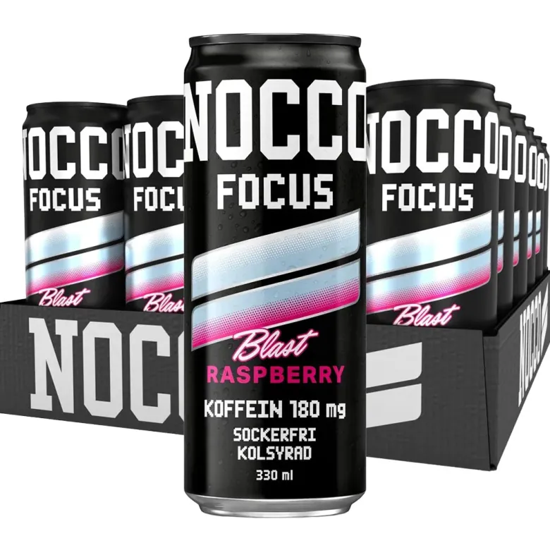 24 x NOCCO FOCUS 3 330 ml Raspberry Blast