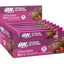 12 x Optimum Nutrition Chocolate Protein Bar 55 g Berry Crunch