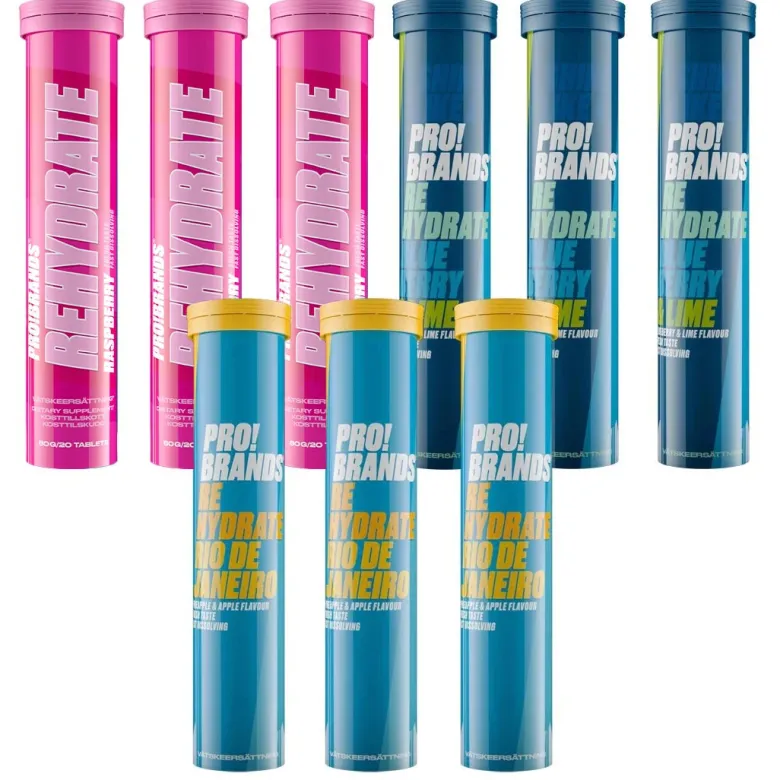 9 x Pro Brands Rehydrate 20 Tabs