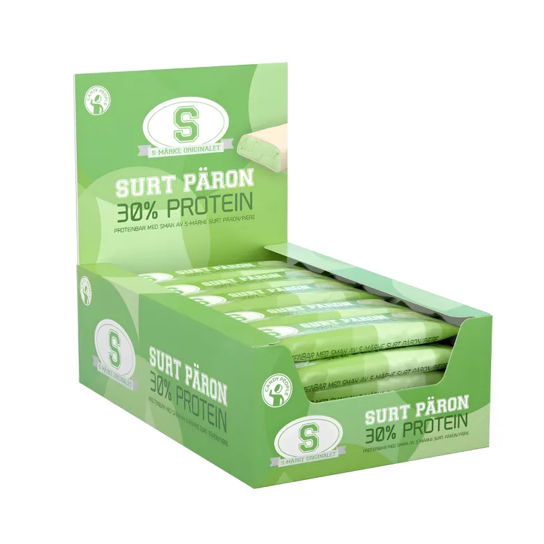 20 x S-märke Proteinbar 35 g Surt Päron