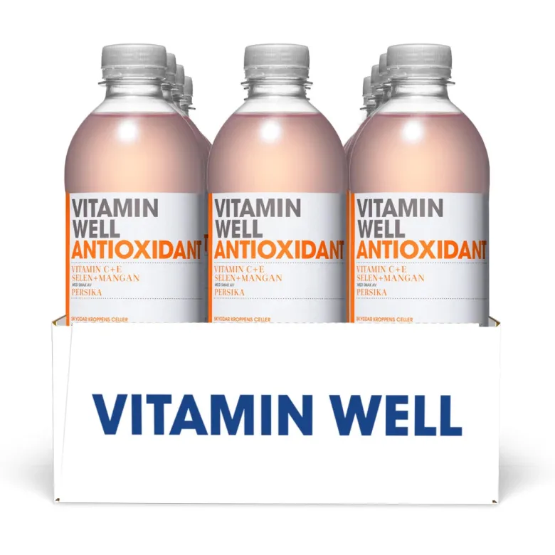 12 x Vitamin Well 500 ml Antioxidant Persika