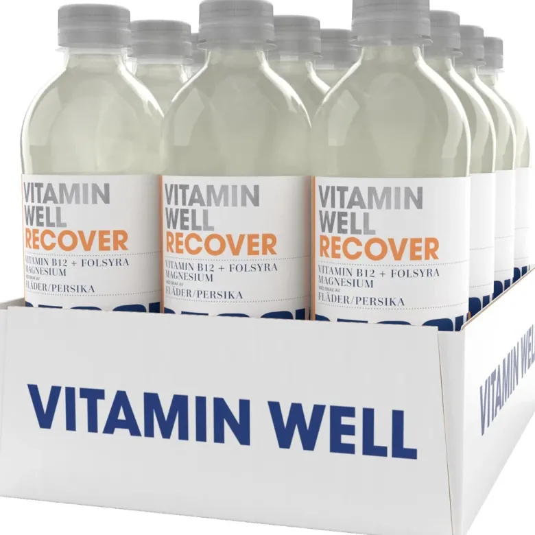 12 x Vitamin Well Recover 500 ml Fläder Persika