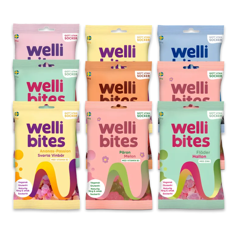 9 x Wellibites Candy 70 g
