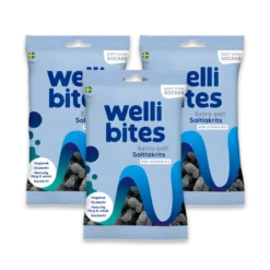 3 x Wellibites Candy 70 g Extra salt saltlakrits