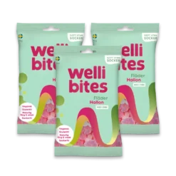 3 x Wellibites Candy 70 g Fläder & Hallon